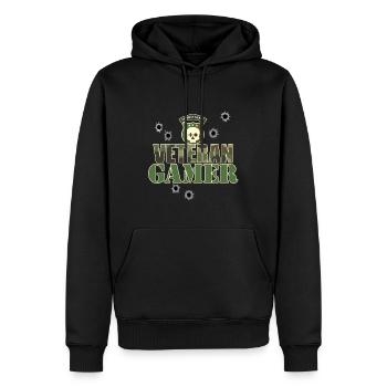 VETERANEN-GAMER-ARMY-STIL - Männer Premium Bio Hoodie - Schwarz - Vorne - Nico (187cm)