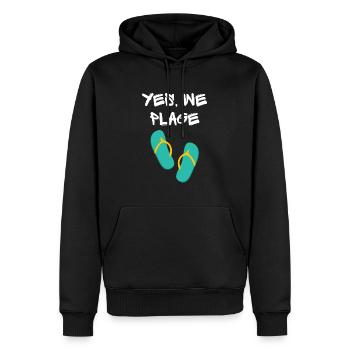 Ja, wir Strand! Einzigartiger Stil, origineller Humor - Männer Premium Bio Hoodie - Schwarz - Vorne - Nico (187cm)