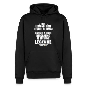 Dans Le Monde Du Gaming, Je Suis Une Légende ! - Sweat à capuche Premium bio Homme - noir - Devant - Nico (187cm)