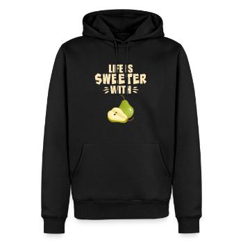 Life Is Sweeter With Pear - Men’s Premium Organic Hoodie - black - Front - Nico (187cm)