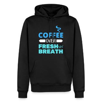 Café sur haleine fraîche - Sweat à capuche Premium bio Homme - noir - Devant - Nico (187cm)