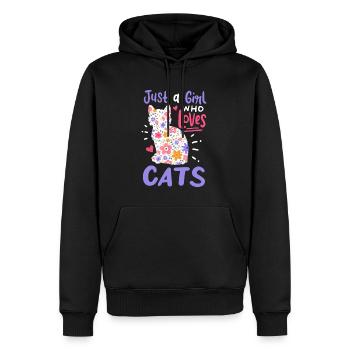 Katze Nur ein Mädchen, das Katzen liebt Geschenk für Katzenliebhaber - Männer Premium Bio Hoodie - Schwarz - Vorne - Nico (187cm)