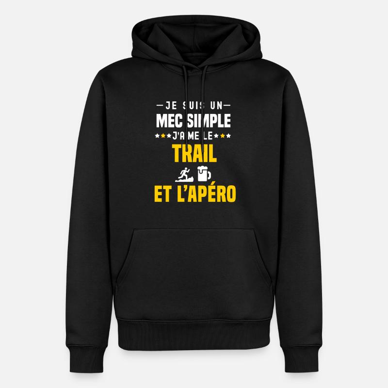 apéro trail mec simple - Sweat à capuche Premium bio Homme - noir