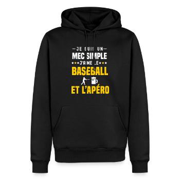 apéro baseball mec simple - Sweat à capuche Premium bio Homme - noir - Devant - Nico (187cm)
