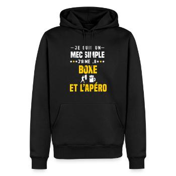apéro boxe mec simple - Sweat à capuche Premium bio Homme - noir - Devant - Nico (187cm)