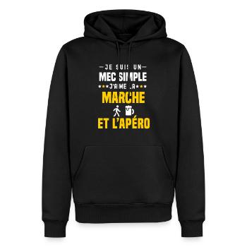 apéro marche mec simple - Sweat à capuche Premium bio Homme - noir - Devant - Nico (187cm)