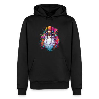 Père-Noël psychédélique - Sweat à capuche Premium bio Homme - noir - Devant - Nico (187cm)