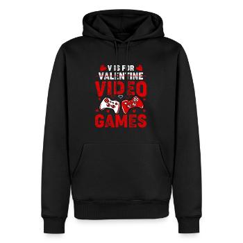 V STEHT FÜR VIDEOSPIELE Lustiger Valentinstag-Gamer - Männer Premium Bio Hoodie - Schwarz - Vorne - Nico (187cm)