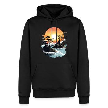 Rivière de vie - Sweat à capuche Premium bio Homme - noir - Devant - Nico (187cm)