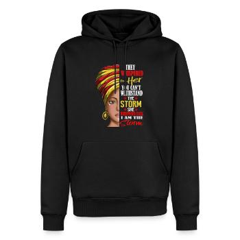 Être La Tempête Femme Forte Fille Girl Power - Sweat à capuche Premium bio Homme - noir - Devant - Nico (187cm)