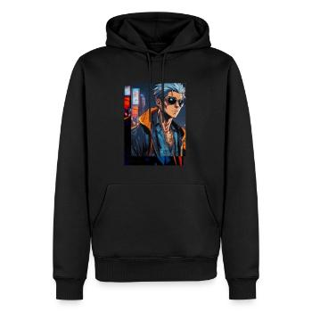 Lunettes de soleil la nuit - Sweat à capuche Premium bio Homme - noir - Devant - Nico (187cm)