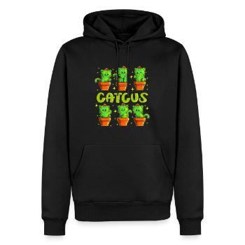 Plantes de cactus Propriétaire de chat jeu de mots Catcus - Sweat à capuche Premium bio Homme - noir - Devant - Nico (187cm)