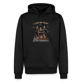 La Pétanque C'est Sérieux - Humour Mafieux 1920 - Sweat à capuche Premium bio Homme - noir - Devant - Nico (187cm)