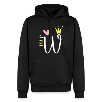 Letter W Initial Letter Crown - Men’s Premium Organic Hoodie - black - Front - Nico (187cm)