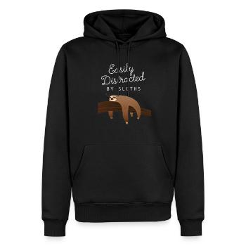 Easily Distracted By Sloth's Sloth - Men’s Premium Organic Hoodie - black - Front - Nico (187cm)