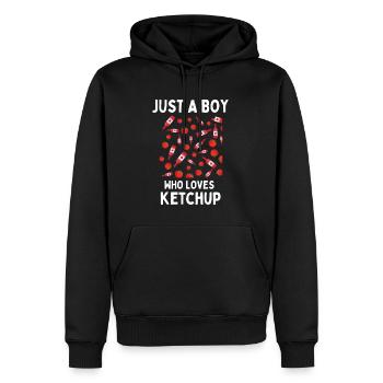 Nur ein Junge, der Ketchup liebt - Männer Premium Bio Hoodie - Schwarz - Vorne - Nico (187cm)