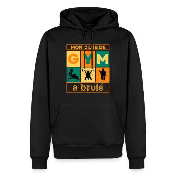 Club de Gym cadeau sport - Sweat à capuche Premium bio Homme - noir - Devant - Nico (187cm)