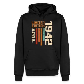 Geboren im April 1942 Geburtstagsgeschenk 1942 Retro - Männer Premium Bio Hoodie - Schwarz - Vorne - Nico (187cm)