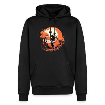 Basketballspieler beim Training vor dem Hintergrund der untergehenden Sonne - Männer Premium Bio Hoodie - Schwarz - Vorne - Nico (187cm)