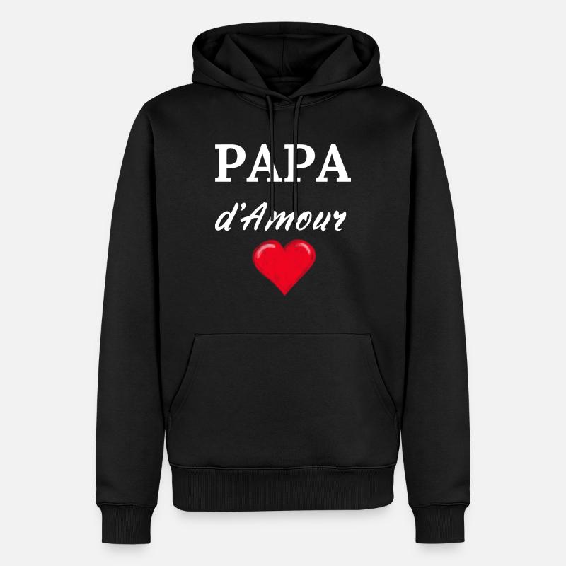 PAPA d'Amour - Männer Premium Bio Hoodie - Schwarz