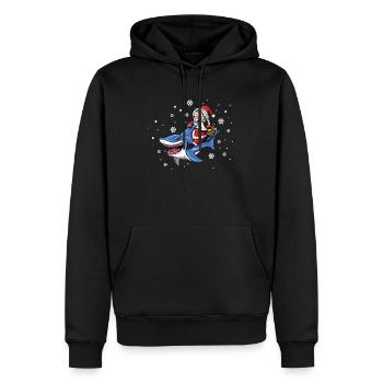 Cadeau de chapeau de Noël du Père Noël Rides Shark - Sweat à capuche Premium bio Homme - noir - Devant - Nico (187cm)