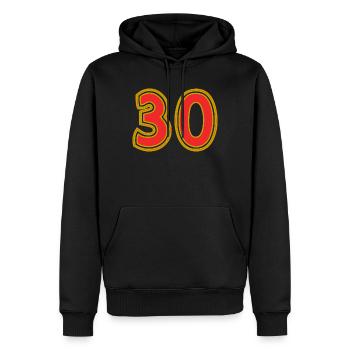 30. 30 ANS. 30e ANNIVERSAIRE. ANNIVERSAIRE 30 ANS. - Sweat à capuche Premium bio Homme - noir - Devant - Nico (187cm)