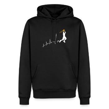 Joueur de basket-ball Heartbeat Basketball Lover - Sweat à capuche Premium bio Homme - noir - Devant - Nico (187cm)