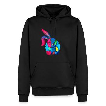 Psychedelisches Geflickter Hase Häschen Grusel - Männer Premium Bio Hoodie - Schwarz - Vorne - Nico (187cm)