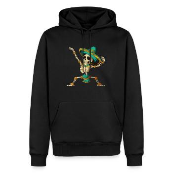 Mexikanisches Skelett tanzt im Sombrero Halloween - Männer Premium Bio Hoodie - Schwarz - Vorne - Nico (187cm)