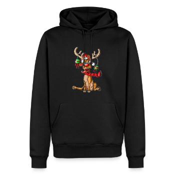 Rentier geschmückt an Weihnachten Christbaumkugeln - Männer Premium Bio Hoodie - Schwarz - Vorne - Nico (187cm)