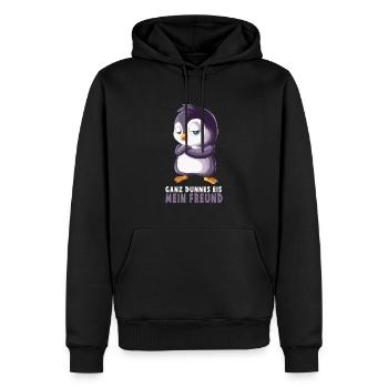 Grinning penguin says very thin cream my friend - Men’s Premium Organic Hoodie - black - Front - Nico (187cm)