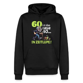 60 IST DAS NEUE 40 IN ZEITLUPE Geburtstag Männer - Männer Premium Bio Hoodie - Schwarz - Vorne - Nico (187cm)