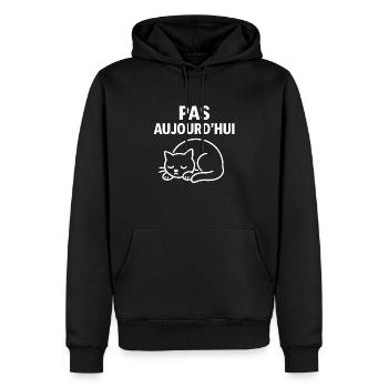 Pas Aujourd'hui Chat Drôle - Sweat à capuche Premium bio Homme - noir - Devant - Nico (187cm)