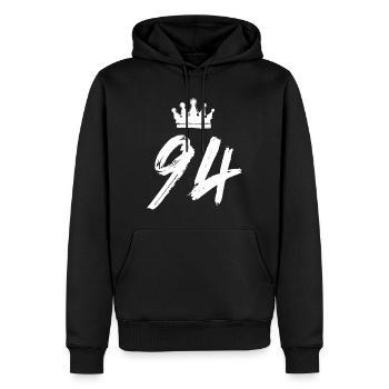 94 Couronne numérique - Sweat à capuche Premium bio Homme - noir - Devant - Nico (187cm)