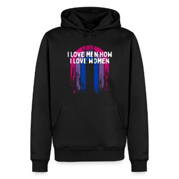 I Love Men How I Love Women Bisexual LGBTQ Bi - Männer Premium Bio Hoodie - Schwarz - Vorne - Nico (187cm)
