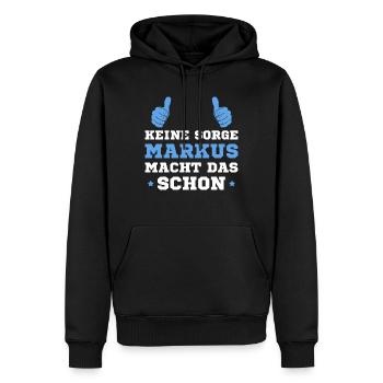 Markus macht das schon - Männer Premium Bio Hoodie - Schwarz - Vorne - Nico (187cm)