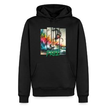 Le kitesurf - Sweat à capuche Premium bio Homme - noir - Devant - Nico (187cm)