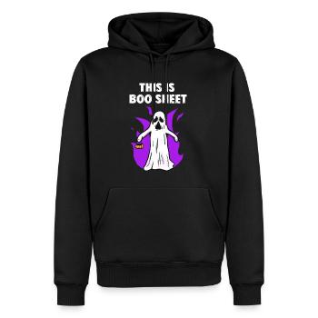 C’EST BOO SHEET Ghost * Joyeux Halloween * - Sweat à capuche Premium bio Homme - noir - Devant - Nico (187cm)