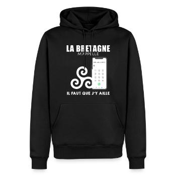 J'Adore Ma Région La Bretagne - Sweat à capuche Premium bio Homme - noir - Devant - Nico (187cm)