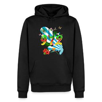 Martinique 972 Fleurs Tropicales - Sweat à capuche Premium bio Homme - noir - Devant - Nico (187cm)