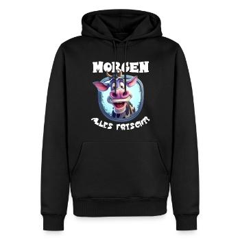 Morgen alles frisch funny Kuh Frühaufsteher lustig - Männer Premium Bio Hoodie - Schwarz - Vorne - Nico (187cm)