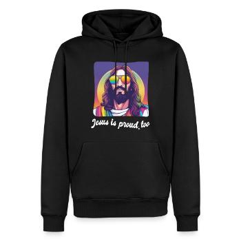 Jesus is proud too pride gay homosexuell Spruch - Männer Premium Bio Hoodie - Schwarz - Vorne - Nico (187cm)