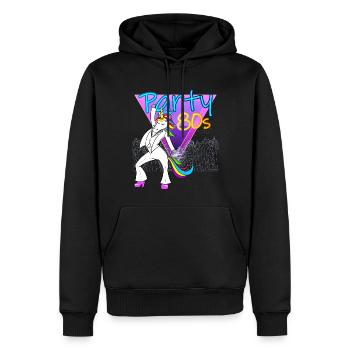 Retro Kostüm 80er Jahre Einhorn tanzen - Männer Premium Bio Hoodie - Schwarz - Vorne - Nico (187cm)