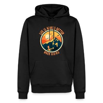 Life Is Always Better When Hiking T-Shirt - Männer Premium Bio Hoodie - Schwarz - Vorne - Nico (187cm)