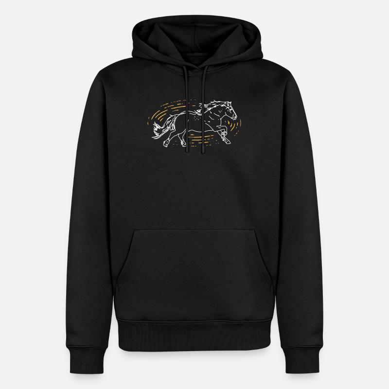 Pferd - Männer Premium Bio Hoodie - Schwarz