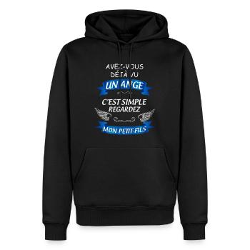 Petit-fils à papy Idée Cadeau Pour Grand-père Fier - Sweat à capuche Premium bio Homme - noir - Devant - Nico (187cm)