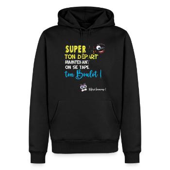 Collègue départ cadeau humour 36.png - Sweat à capuche Premium bio Homme - noir - Devant - Nico (187cm)
