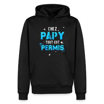 Chez papy tout est permis Cadeau Enfants - Sweat à capuche Premium bio Homme - noir - Devant - Nico (187cm)