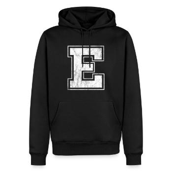 Buchstabe E - Männer Premium Bio Hoodie - Schwarz - Vorne - Nico (187cm)