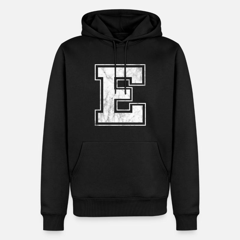 Lettre E - Sweat à capuche Premium bio Homme - noir